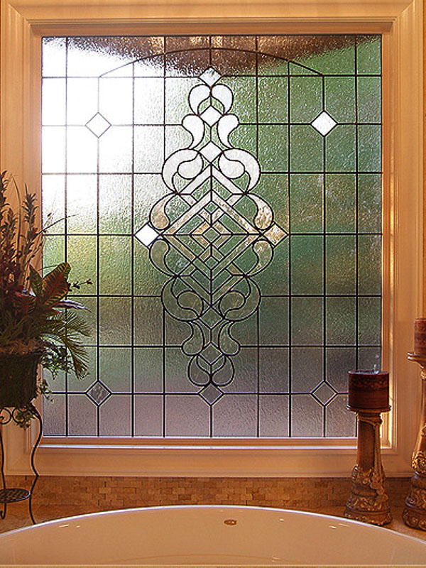 glass accents ironwork beveled glass bathroom window
