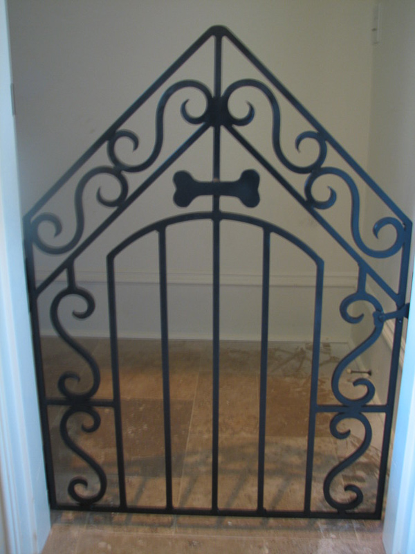 glass accents ironwork wrought iron dog gate