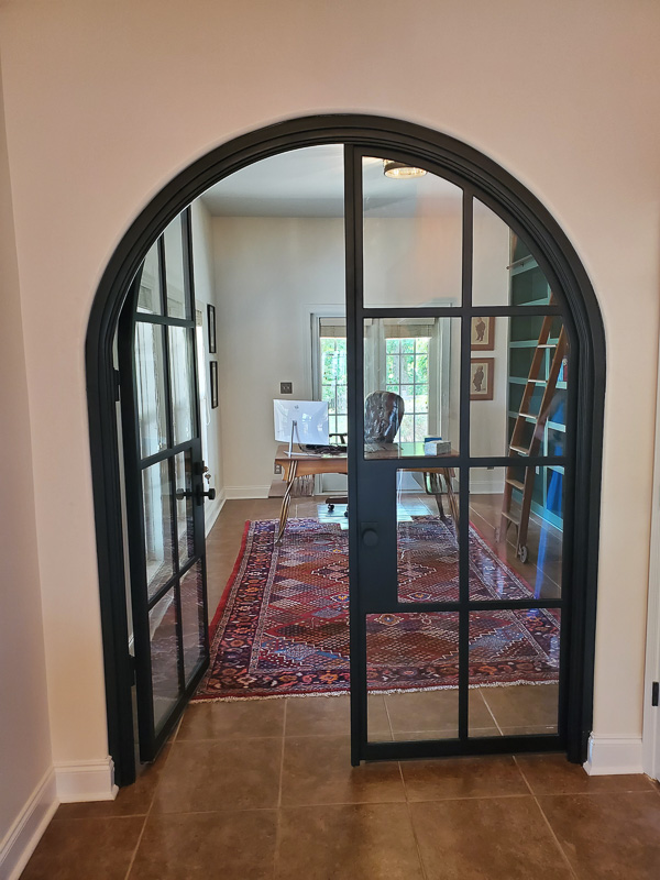 Custom Steel Iron Door Interior Office Arched Clear Glass