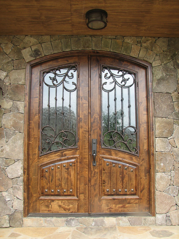 double door knotty alder iron