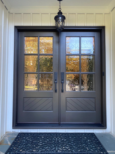 custom double entry door flemish glass mahgoany sherwin williams black fox