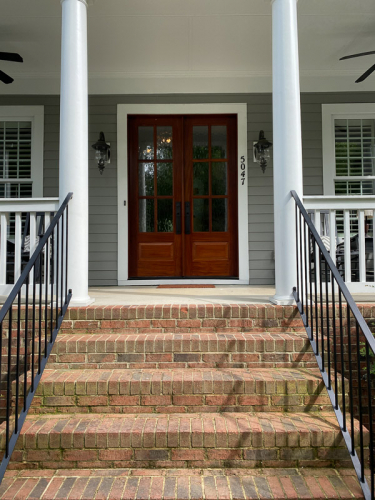 mahogany double front wood entry door flemish glass