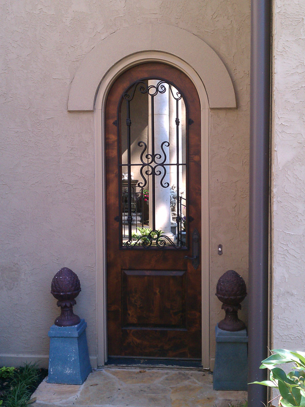round wood iron courtyard door
