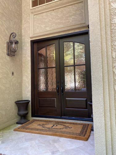 custom double front entry door flemish glass