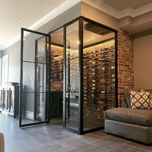 custom aluminum wine room door
